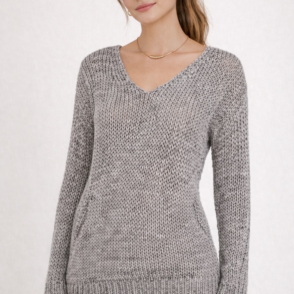 Theory | L | Chunky Knit V-Neck Sweater (Fits M/Tight L)